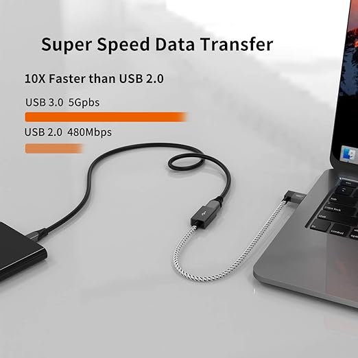 CableCreation Short USB 3.0 Extension Cable 1FT, Left Angle USB Male to Female - Image 2