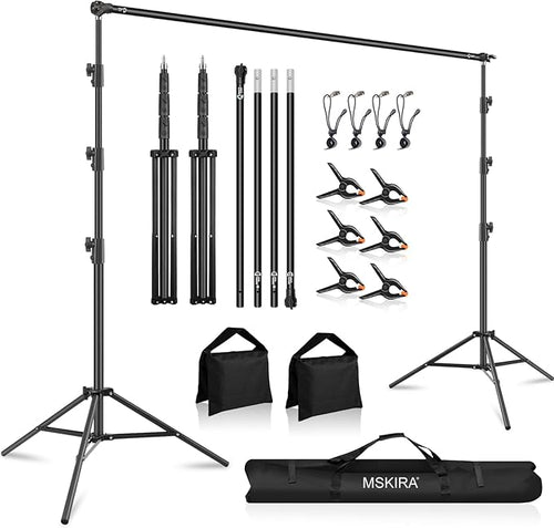 10.2x10Ft Heavy Duty Backdrop Stand, MSKIRA Adjustable Backdrop Support System by MSKIRA