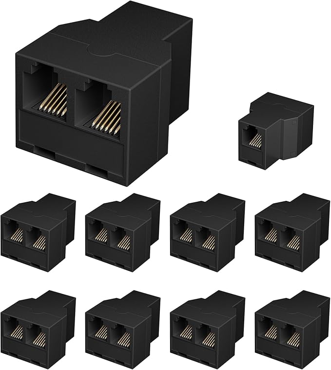 Uvital RJ12 6P6C 3 Female Telephone Line Splitters, Phone Jack Splitter by Uvital