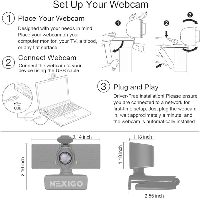 NexiGo N60 1080P Webcam with Microphone, Adjustable FOV, Software Control & - Image 6