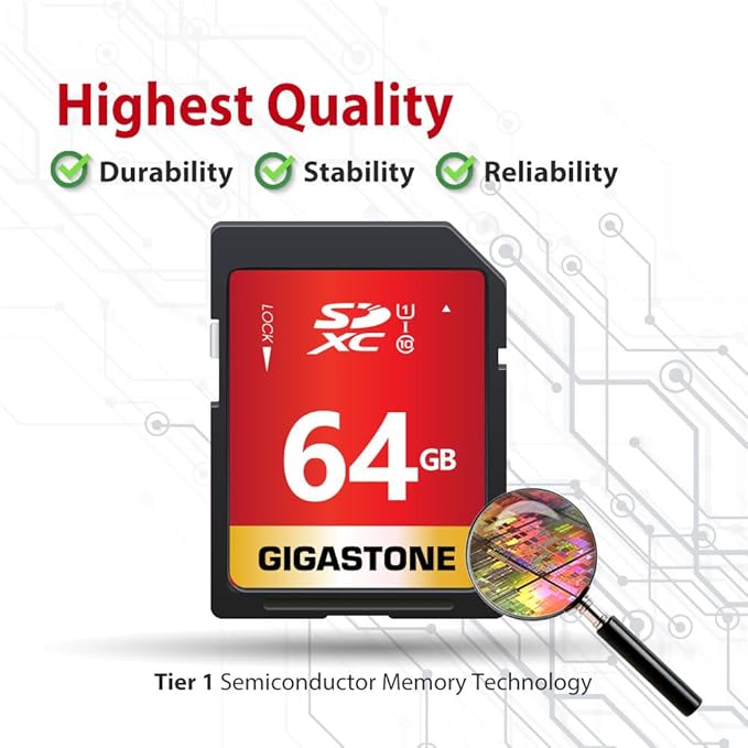 GIGASTONE 64GB SD Card 5-Pack UHS-I U1 Class 10 SDXC Memory Card High Speed - Image 7