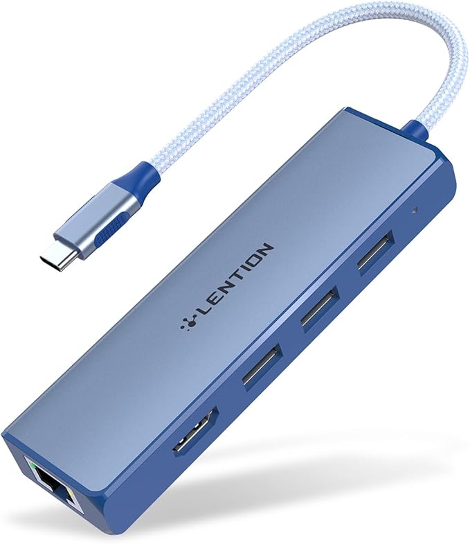 LENTION USB C Hub with Gigabit Ethernet Adapter, 4K HDMI, 3 USB 3.0 by LENTION