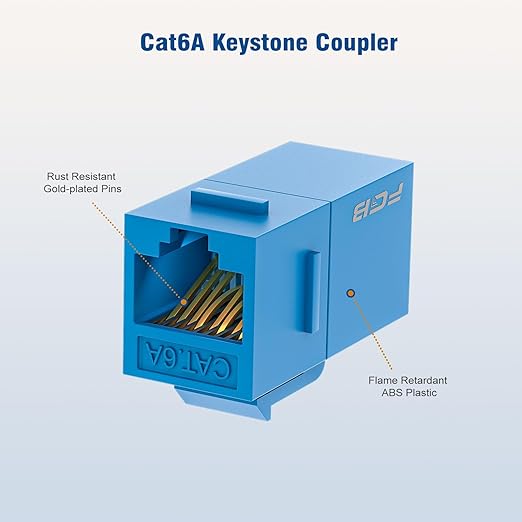 FGB 10 Gbps CAT6A RJ45 Keystone Coupler 25-Pack, RJ45 Keystone Jack, Ethernet - Image 6
