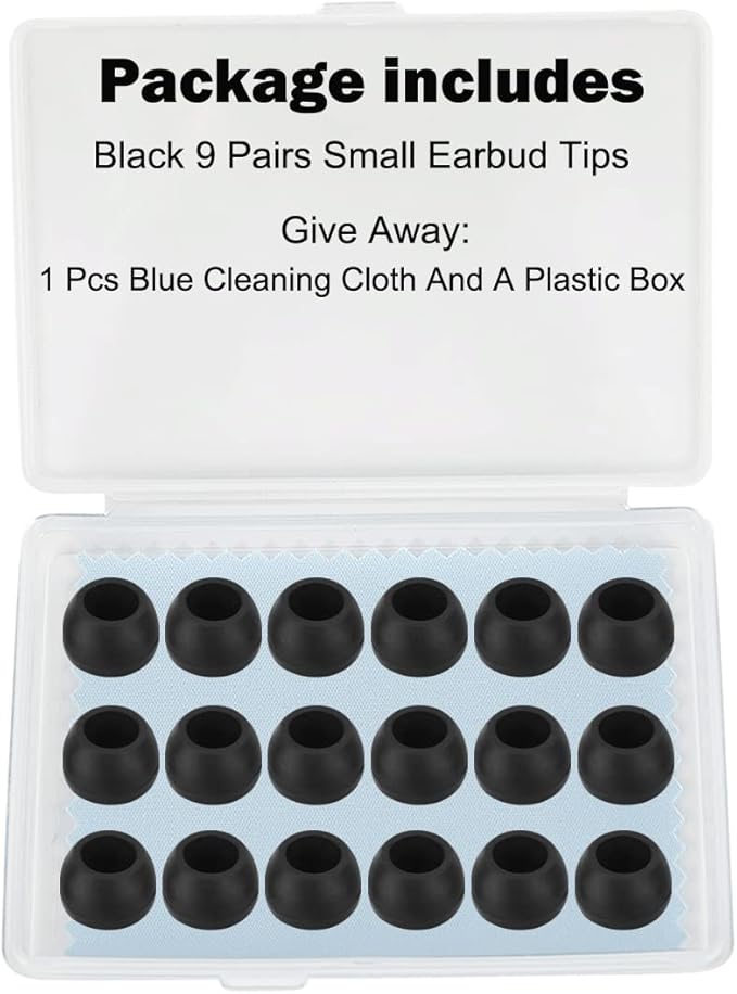 Earbud Tips - 9 Pairs, Compatible - Black - Image 6