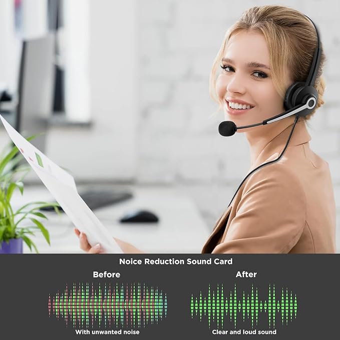 Wantek Headset with Microphone for PC Wired Headphones 3.5mm Headsets with - Image 2