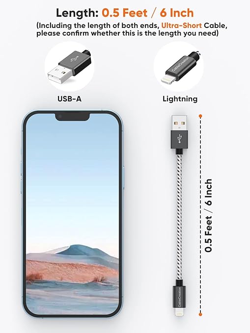 CableCreation 3-Pack Short iPhone Charging Cable 6 Inch/0.5ft, Lightning to USB - Image 2