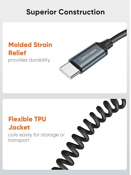 CableCreation Coiled USB C Cable, Coiled USB A to USB C Cable - Image 4