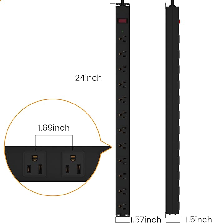 12 Outlet Long Power Strip Surge Protector - Image 7