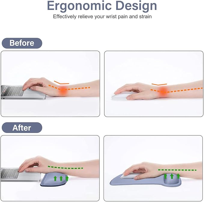 MOSISO Wrist Rest Support for Mouse Pad & Keyboard Set, Ergonomic Mousepad - Image 3