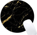 Black and Gold Marble Mouse Pad Round Non-Slip Rubber Mousepad Laptop Office by XDMY