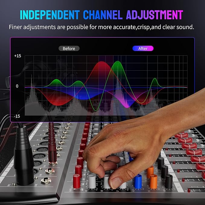 Professional DJ Audio Mixer, NEW BAXS 16 Channel DJ Bluetooth Controller Sound - Image 3