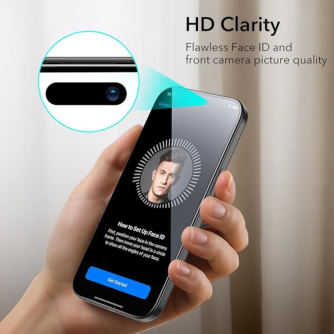 ESR 3+2 Pack for iPhone 15 Plus Screen Protector, 3 Black Edge Tempered-Glass - Image 7