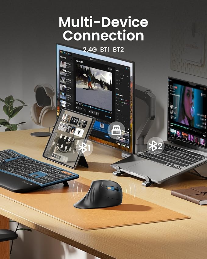 ProtoArc Ergonomic Vertical Mouse, EM11 NL Rechargeable Wireless Mouse Bluetooth - Image 3