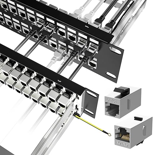 Jadaol 48 Port Shielded Patch Panel Rack or Wall Mount 19-Inch, 2U Cat6A by WespecializeinEthernetcablesandrelatedperipheralproducts