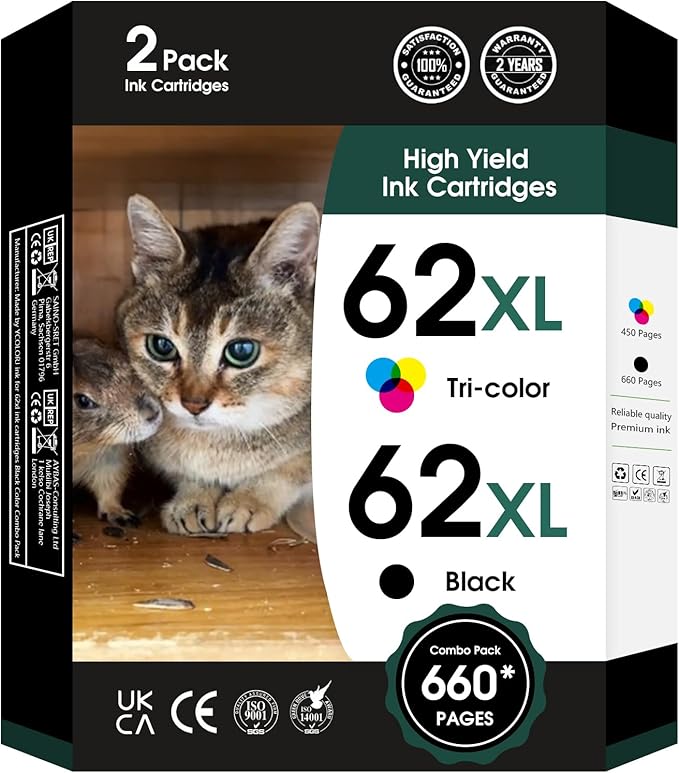 62XL 62 XL Ink Cartridges Black and Color by Fannster