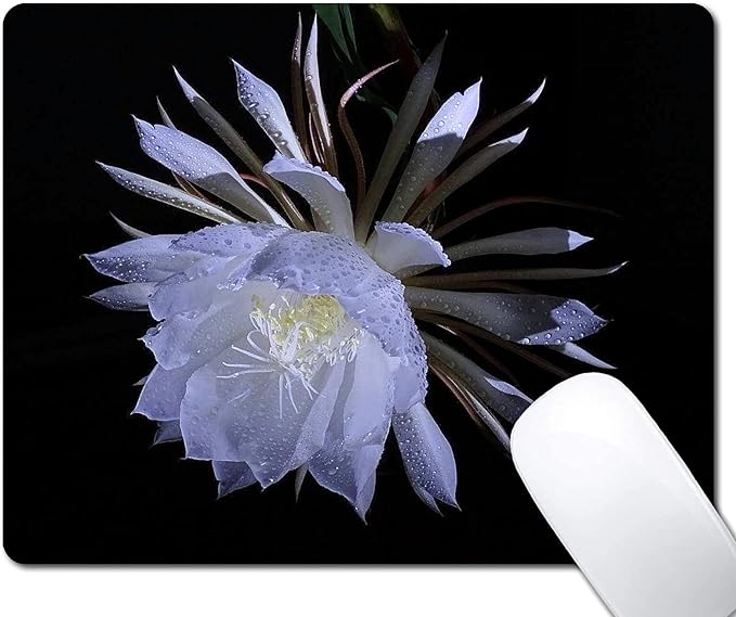 Night Blooming Flower Mouse Pad, Flawless White Flowers Mousepad by EASTSMOOTH
