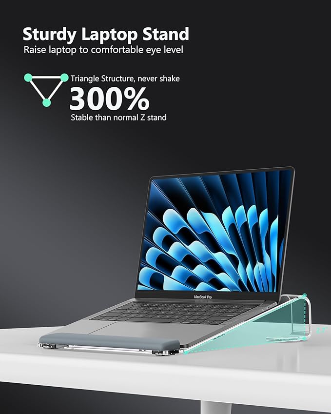 Clear Acrylic Laptop Stand for Desk, - Image 3