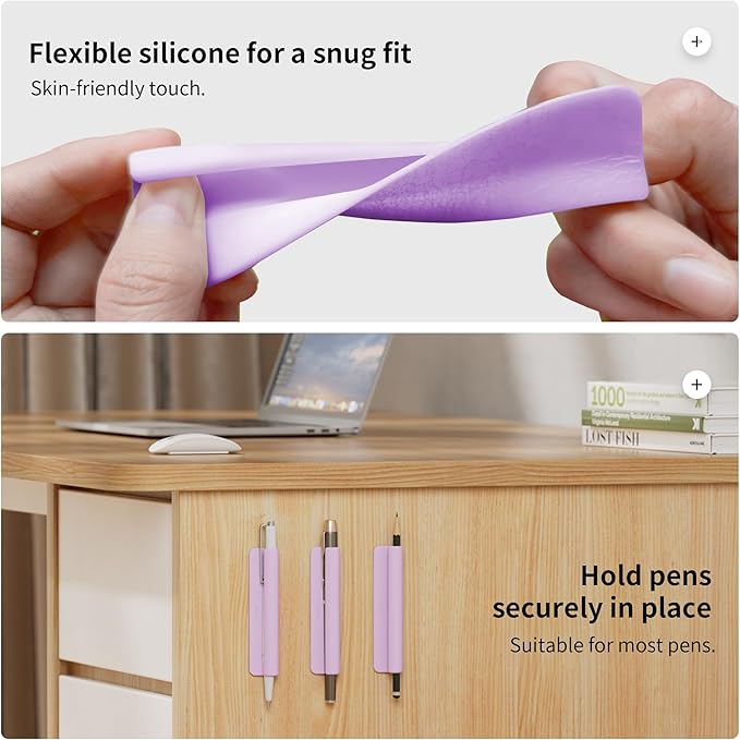 ELETIUO Pencil Holder For Most Pens, Self-Adhesive Stick To Notebooks, Silicone - Image 6