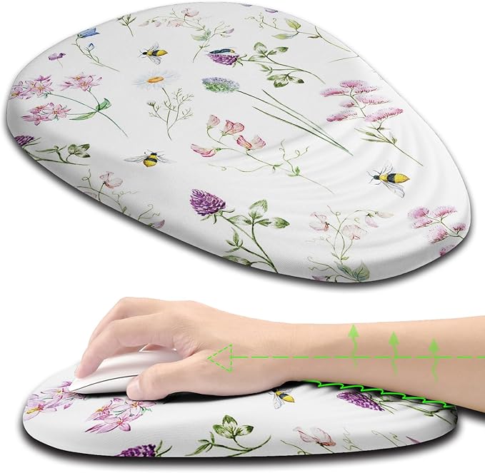 Floral Ergonomic Mouse Pad Wrist Support, Pretty Flowers Mouse Pad by Armanza