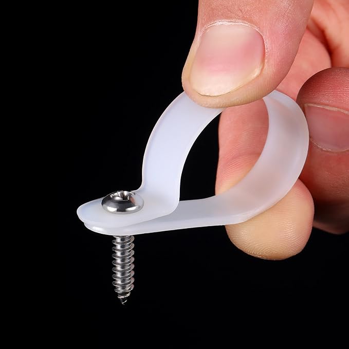 Hicarer 50 Pack R-Type Cable Clip Wire Clamp, Nylon Screw Mounting Cord - Image 5