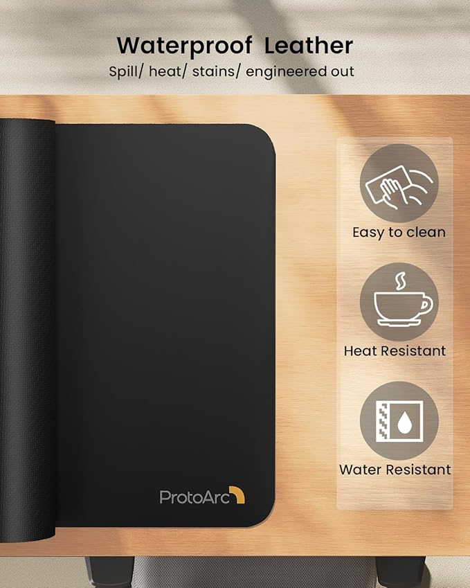 ProtoArc Leather Desk Mat, Large Mouse Pad- 31.5×15.8 inch, Non-Slip PU Leather - Image 5