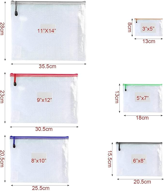 Oaimyy-16 PCS-9 x 12 inches-Mesh Zipper Pouch, Plastic Zip File Folders Puzzle - Image 3