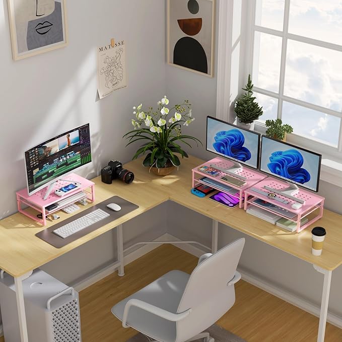 Gianotter 2-Tier Metal Monitor Stand Riser, Workspace Organizer - Image 7