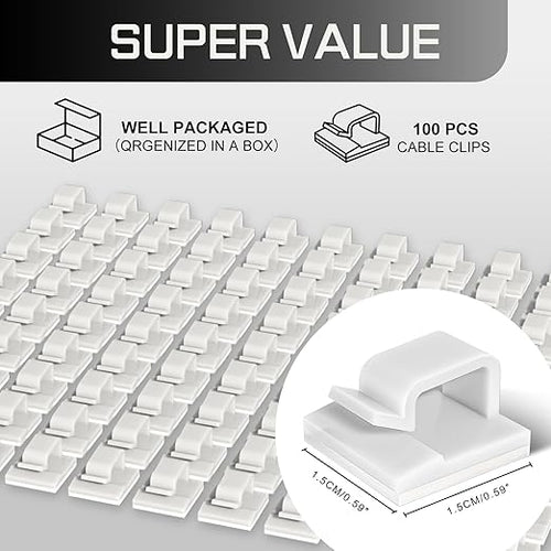100PCS Cable Clips, Adhesive Wire Clips Strong Cord Clips Wire Holders - Image 2