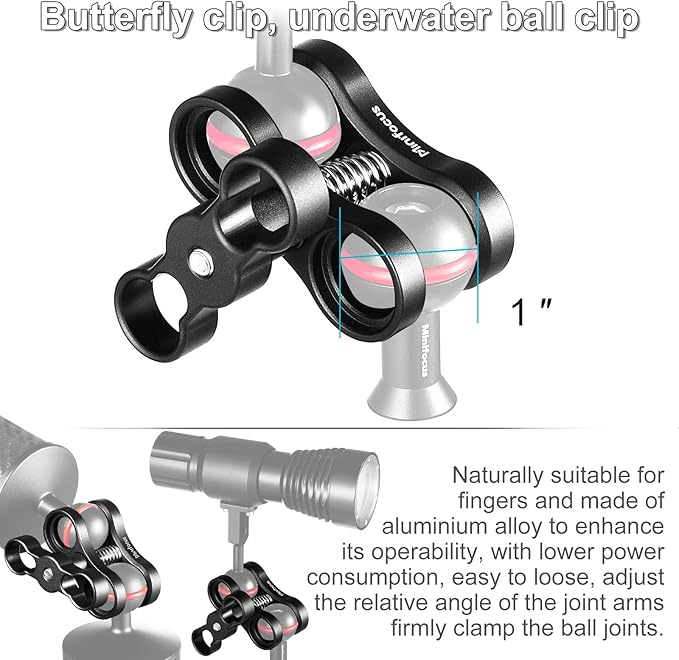 MINIFOCUS 4PCS 1'' Aluminum Ball Clamp Mount - Image 2