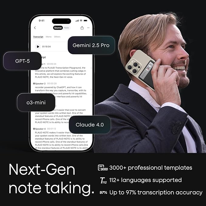 Plaud Note AI Voice Recorder, Voice Recorder w/Case, App Control, Transcribe & - Image 3