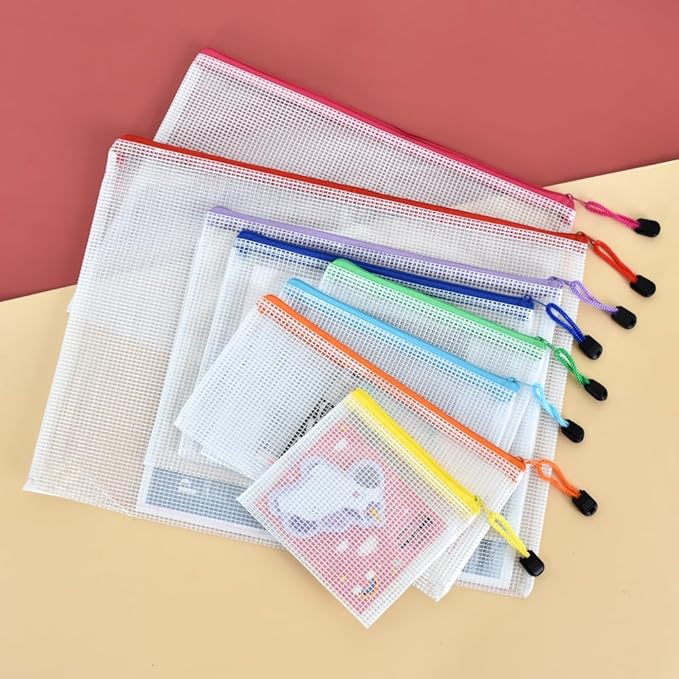 Vuzvuv 34pcs Mesh Zipper Pouch Set ，8 Sizes Plastic Document Pouch - Image 3