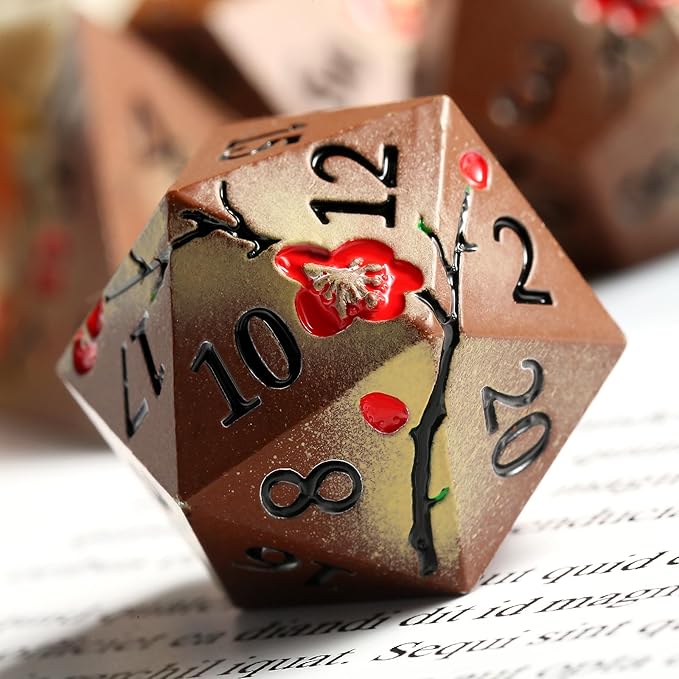 Metal Dice Set DND, DNDND 7 PCS Metallic Flowers D&D Dice - Image 3