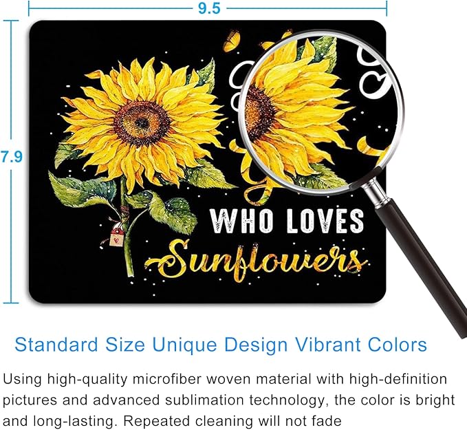 Sunflower Mouse Pad Personalized Design Computer Laptop Mousepad Square - Image 2