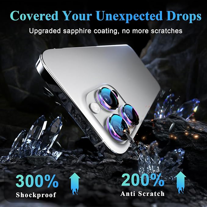 YWXTW Camera Lens Protector for iPhone 16 Pro/iPhone 16 Pro Max, Tempered Glass - Image 3