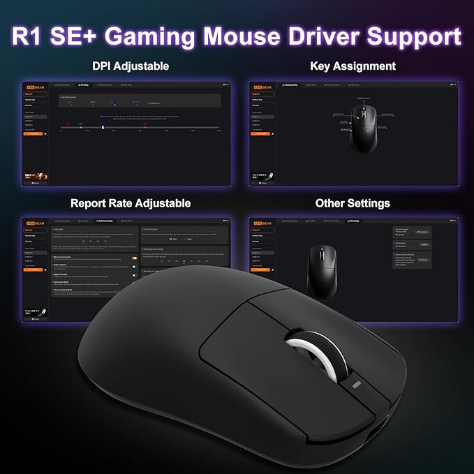 R1 SE+ Gaming Mouse, 18000 DPI, High-Precision PAW3395 SE Sensor, 55g - Image 8