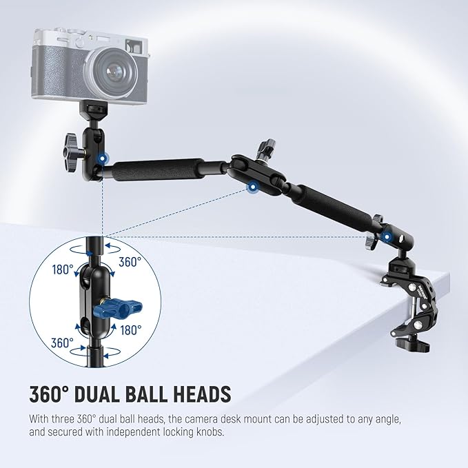 NEEWER 22" Magic Arm w Desk C Clamp, Overhead Camera Mount - Image 3