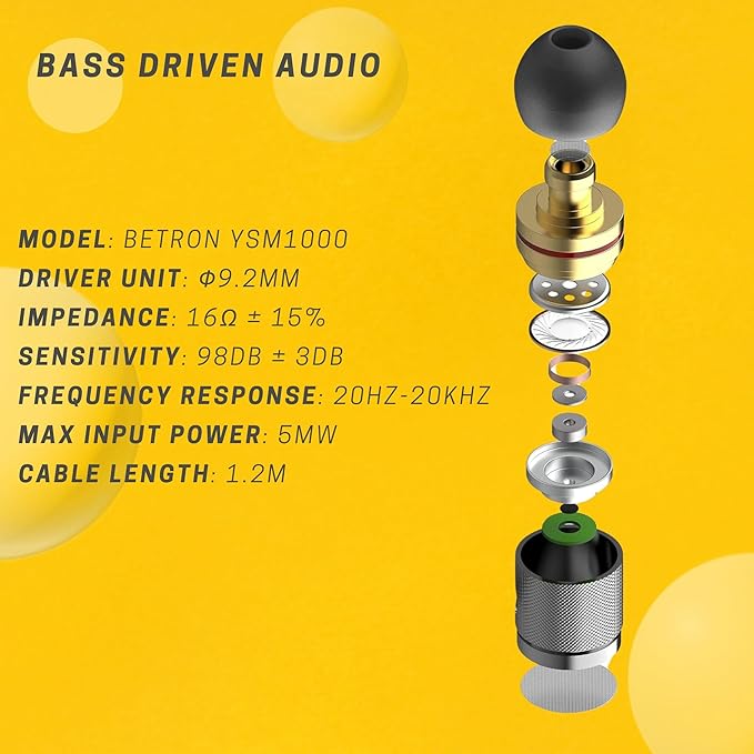 Betron YSM1000 Earphones in Ear Headphones Wired 3.5mm Jack Tangle-Free Cable - Image 6