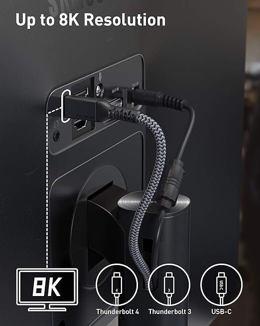 Maxonar Thunderbolt 4 Cable, 240W Thunderbolt Cable 40Gbps Sync 8K/5K@60Hz - Image 3
