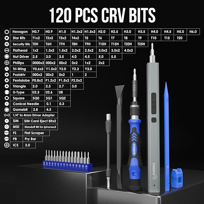 STREBITO Electric Screwdriver, 144-in-1 Precision Screwdriver Set, 120 Magnetic - Image 3