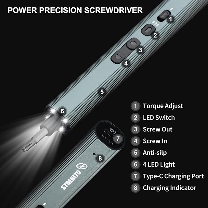 STREBITO Electric Screwdriver 155 in 1 Mini Electric Screwdriver Set, Max 5 N.m - Image 7