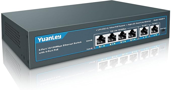 YuanLey 9 Port PoE Switch with 2 Port 10/100Mbps Ethernet Uplink, Unmanaged 11 by YuanLey
