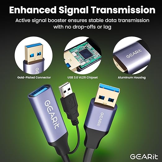 GEARit USB 3.0 Active Extension Cable A-Male to A-Female USB Repeater - Image 6