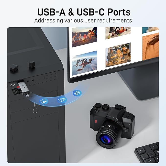 acer SD Card Reader USB C, Dual Slots USB 3.0 Type C to Micro SD Card Adapter - Image 5