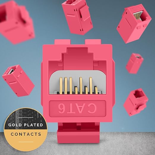 Everest Cat6 RJ45 Keystone Coupler in Pink - Image 5