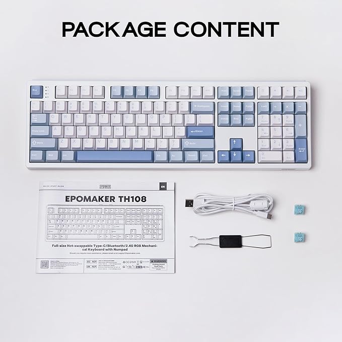 EPOMAKER TH108 Full Size Mechanical Keyboard, Wireless Gaming Keyboard - Image 8