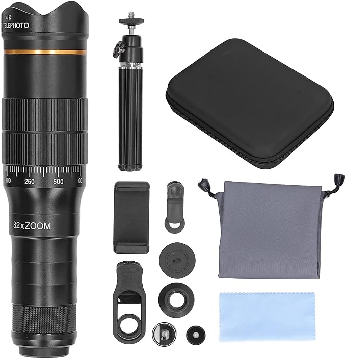 Portable 32X Phone Camera Lens HD Zoom Lens Clip On, Double Adjustment Eyepiece - Image 8