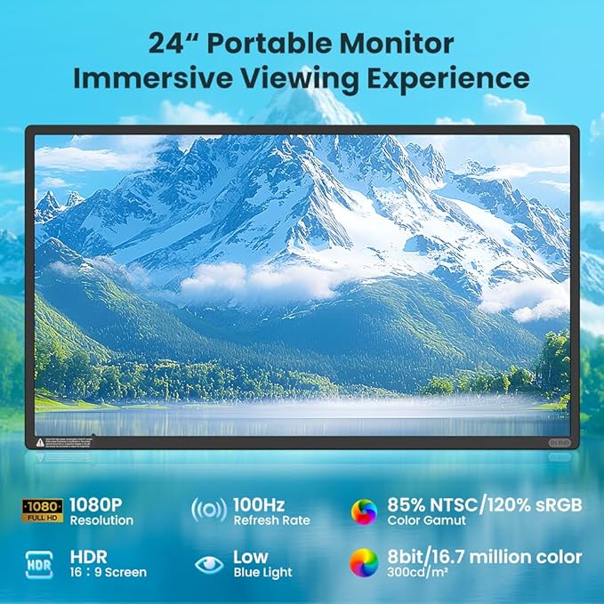 Hyangin 2025 Upgraded 24 Inch Large Portable Monitor - Image 3