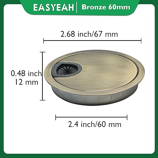 1 Pcs Desk Grommet 2-3/8" / 60 mm, Desk Cord Hole Cover, Cable Grommet Metal - Image 8