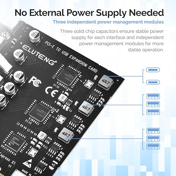 ELUTENG PCIE USB 3.2 Card 8 Ports PCI Expree to USB C Expansion Card Superspeed - Image 3