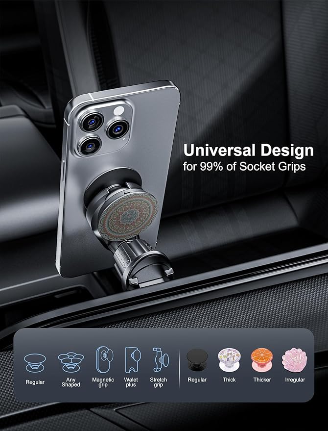 TOPGO Socket Car Phone Mount, Grip Air Vent Car Phone Holder, Compatible - Image 3